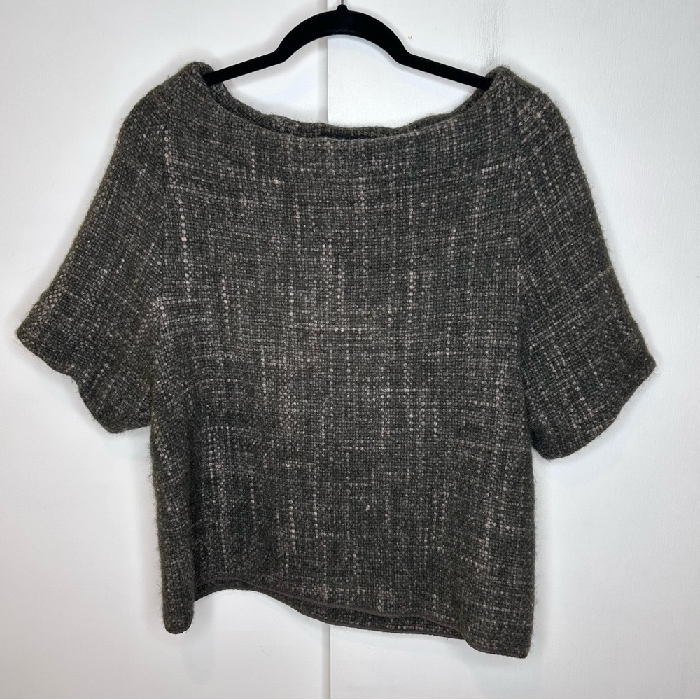 Derek Lam Short Sleeve Boat Neck Wool Blend Sweater